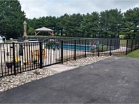 <b>4' high Black aluminum two rail Alumi-Guard Ascot style fence with one 4ft wide arched top walk gate</b>